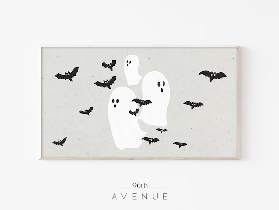 Halloween Ghosts Frame Tv Art | Neutral Halloween | TV Wall Art | Samsung Frame Tv Art | Spooky H... | Etsy (US)