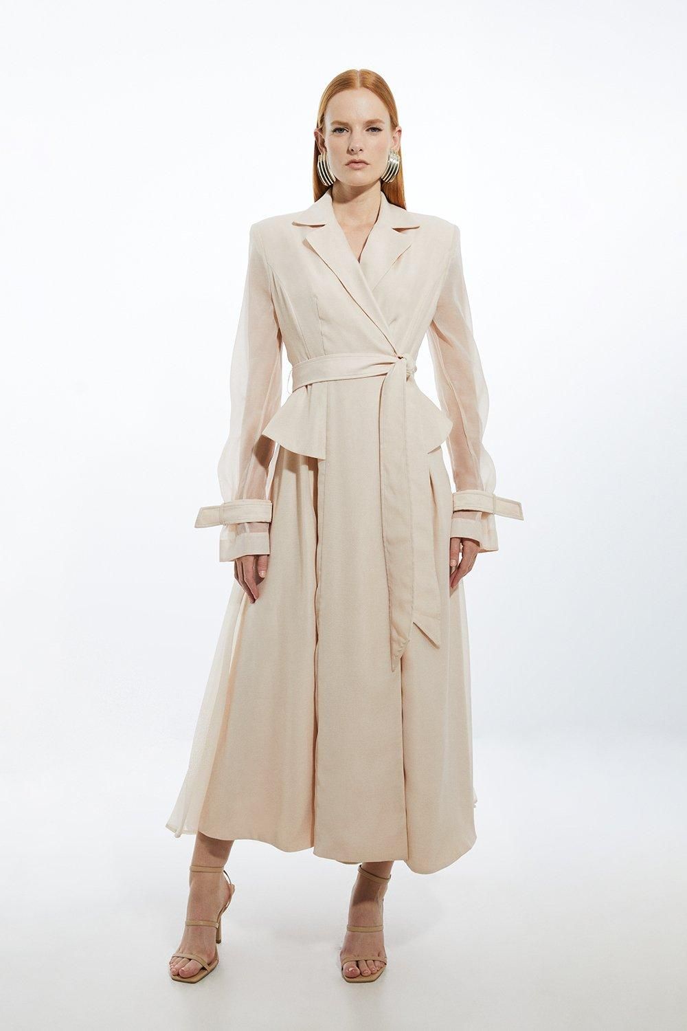 Woven Organdie Trench Dress | Karen Millen UK + IE + DE + NL