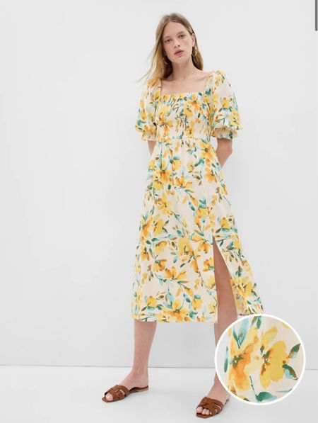 Completely in love with this floral linen puff sleeve midi dress from
Gap! I purchased it last week and the fit is amazing. True to size and very comfortable. The perfect spring dress! 40% off right now

#LTKsalealert #LTKSeasonal #LTKunder100