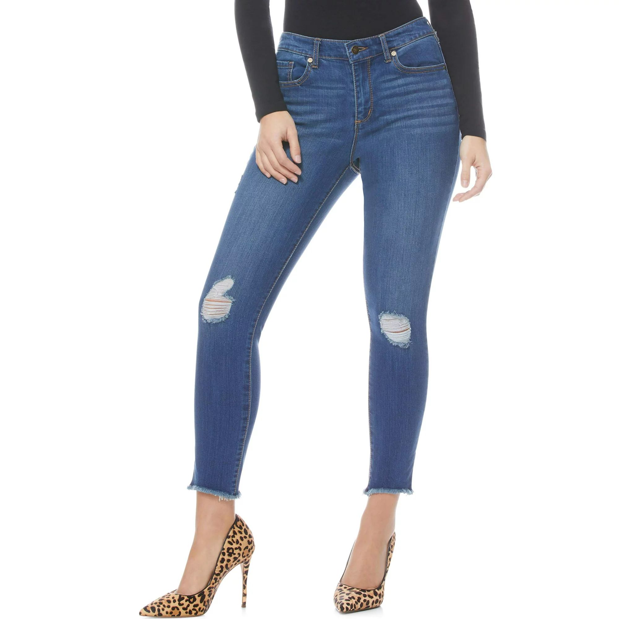Sofia Jeans by Sofia Vergara - Sofia Jeans by Sofia Vergara Women's Skinny Destructed Mid-Rise An... | Walmart (US)