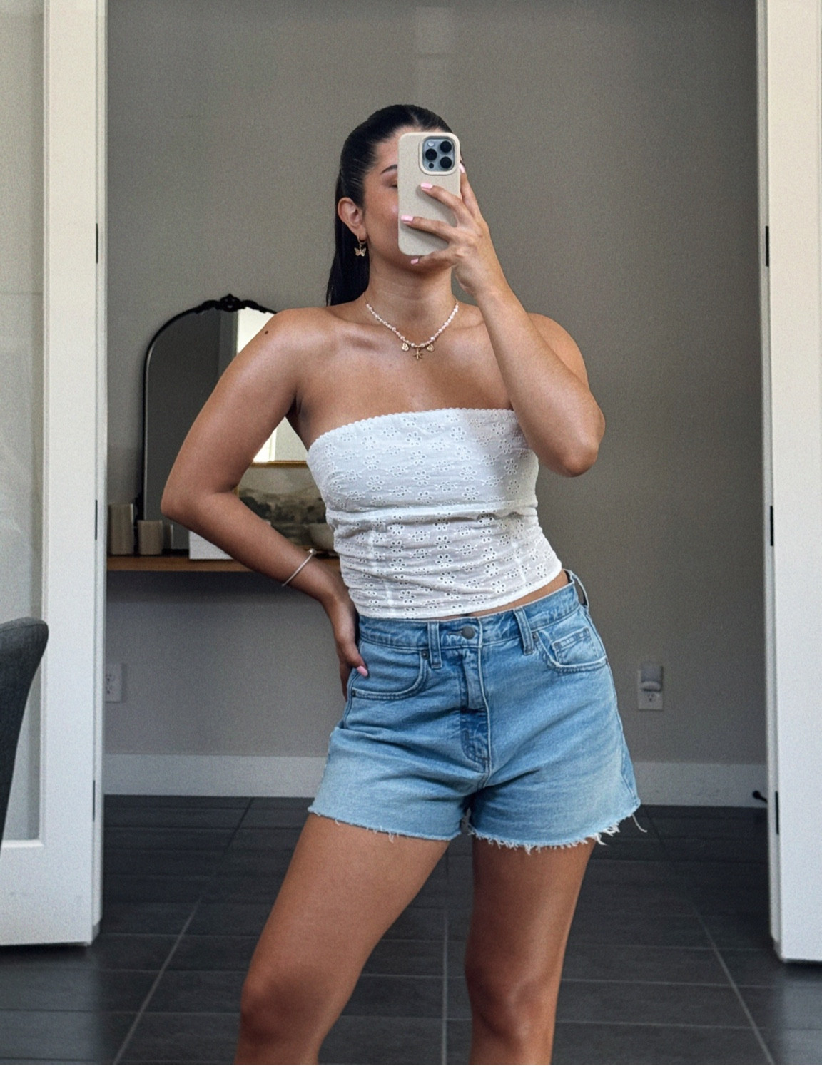White tube top and shorts outfit 🤍🌴 so perfect for summer!! 

#LTKFindsUnder50