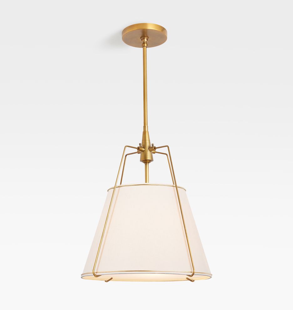 Conical 16" Aged Brass Pendant with White Shade
 | Rejuvenation | Rejuvenation