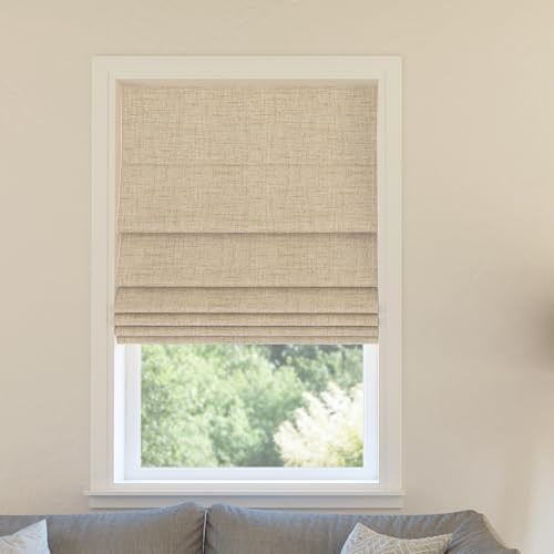 Sun Zero Seraphina Textured 100% Total Blackout Cordless Roman Shade, Taupe, 31" W x 64" H | Amazon (US)