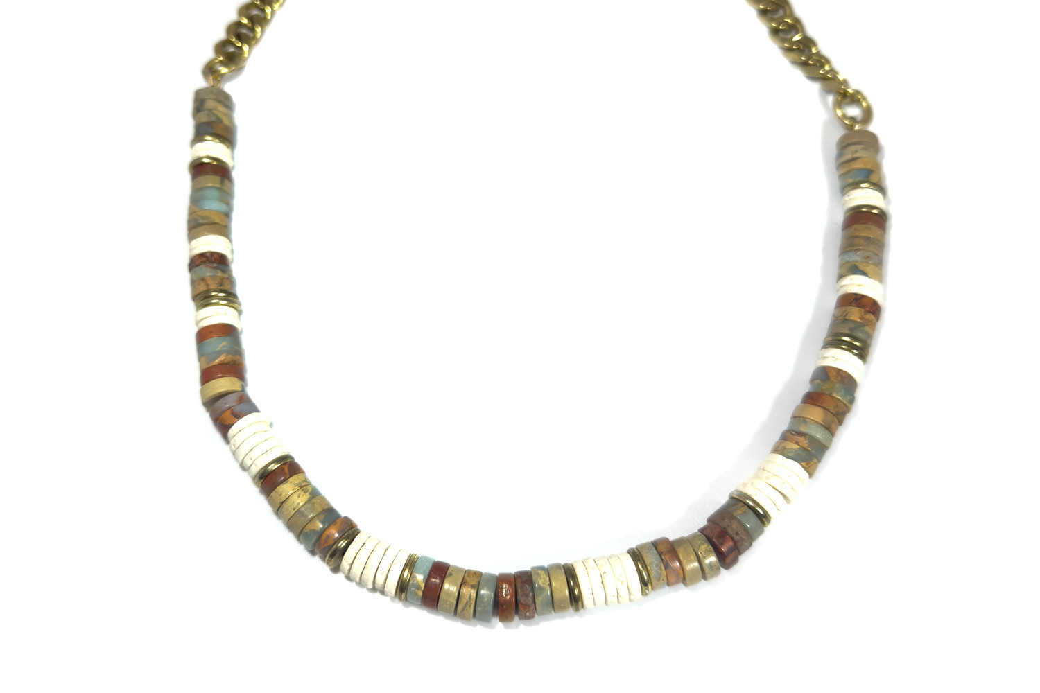 SNAKESKIN JASPER & LAVA ROCK HEISHI NECKLACE \u2014 Rachel Nathan | Rachel Nathan
