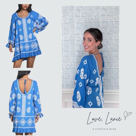 Hello summer! If this dress doesn’t scream Santorini, I don’t know what does! Flowy, little sequins, comfortable and perfect for a patio. #summerdress #summeroutfit #blueandwhitedress #traveloutfit #vacationoutfit #resortdress #resortoutfit 

#LTKStyleTip #LTKTravel #LTKSeasonal