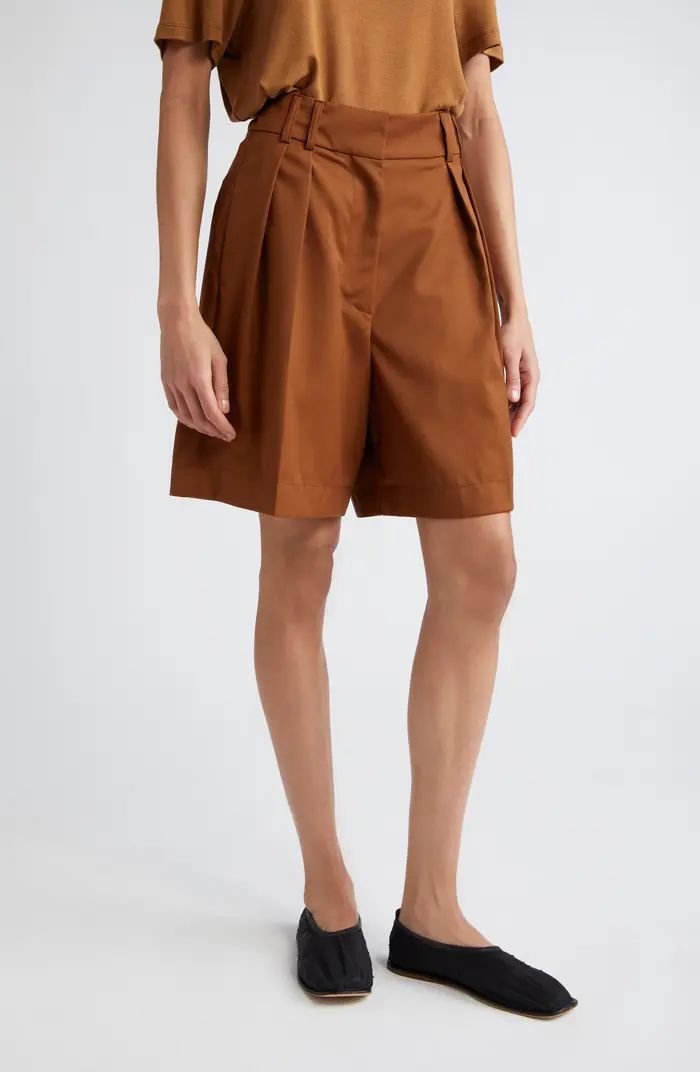 Róhe Pleated Wide Leg Virgin Wool Shorts | Nordstrom | Nordstrom