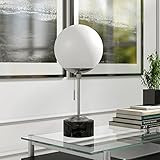 Henn&Hart Modern Table Lamp with Globe Shade, Brushed Nickel/Black Marble | Amazon (US)