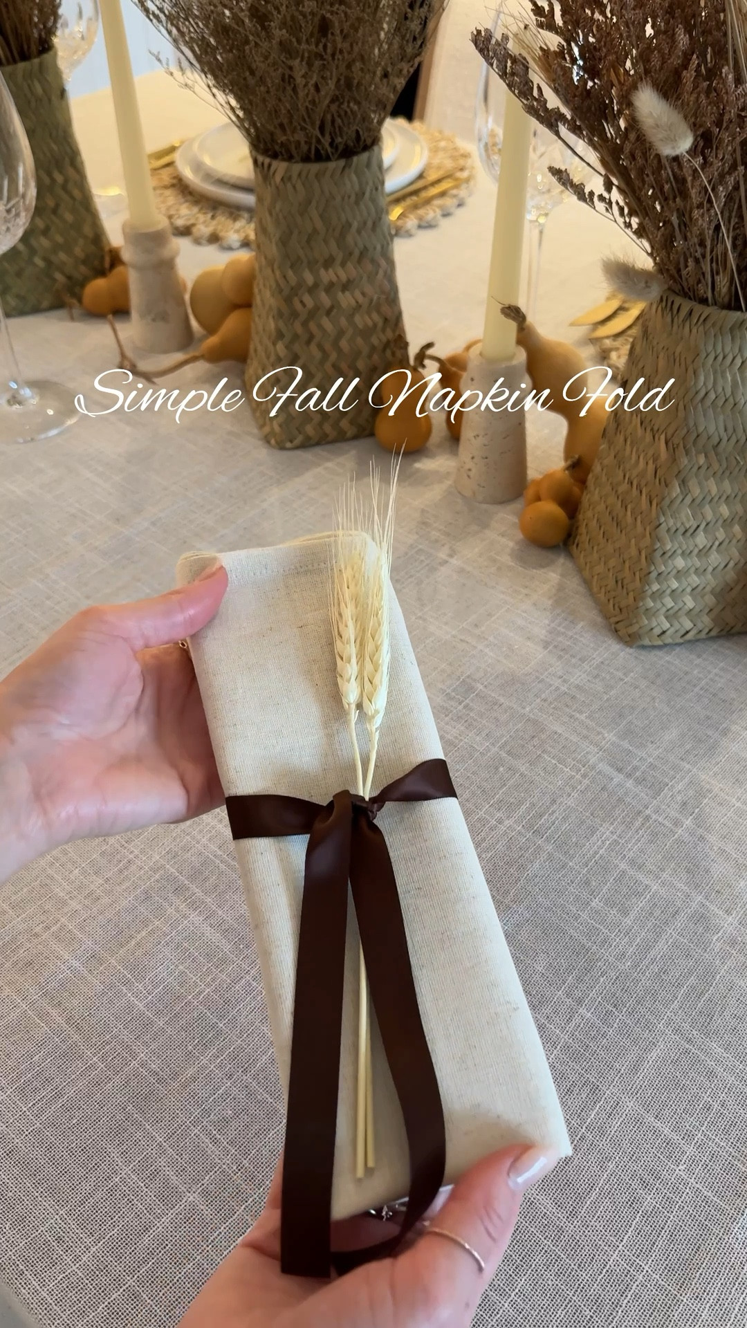 So simple - just wheat and ribbon to add fall flair to your napkins 🌾

#LTKSeasonal #LTKParties #LTKHome