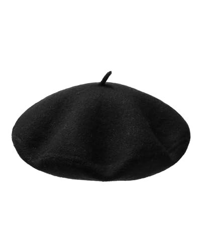 AWAYTR Wool French Beret Hats - Solid Color Artist Beret Hat for Women and Kids (Black,Adult) | Amazon (US)