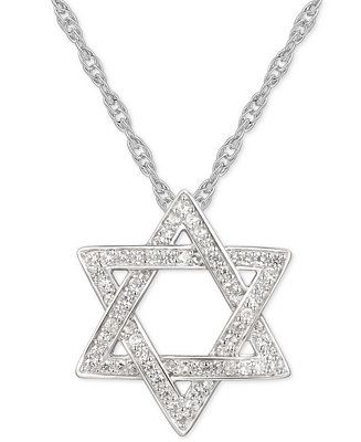 Cubic Zirconia Star of David 18" Pendant Necklace in Sterling Silver | Macy's