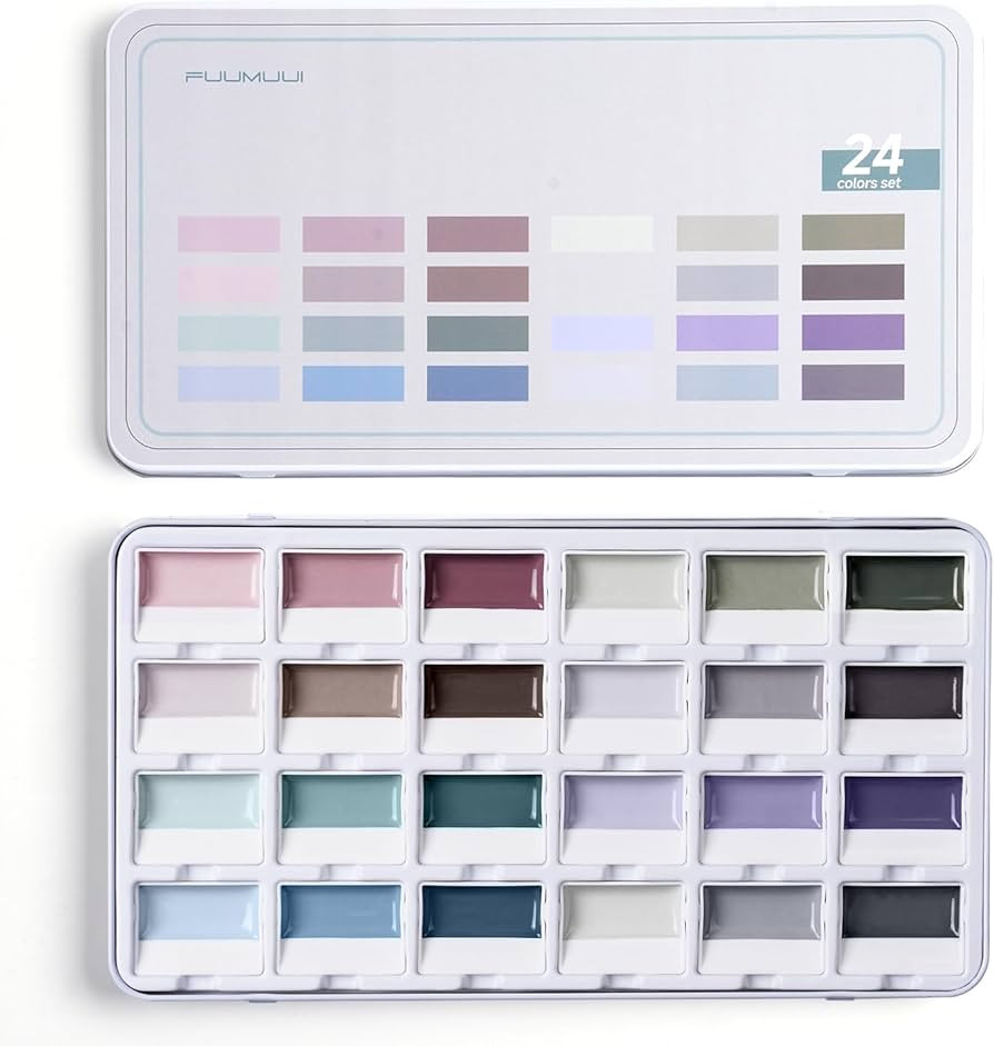 Fuumuui Watercolor Paint Set- 24 Color Opaque Semi-Moist Watercolor Paint, Gray Palette Sets Prof... | Amazon (US)