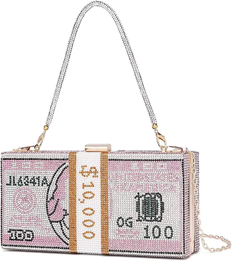 Dollar Clutch Purse for Women from Covelin, Rhinestone Evening Handbag Money Bag | Amazon (US)