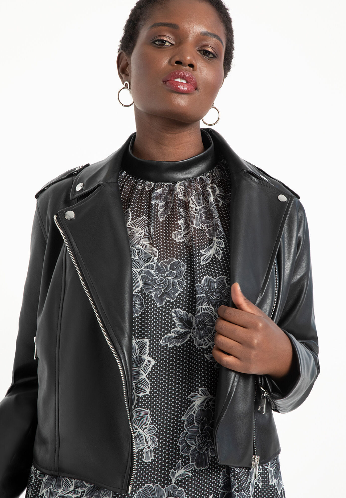 Faux Leather Moto Jacket | Eloquii