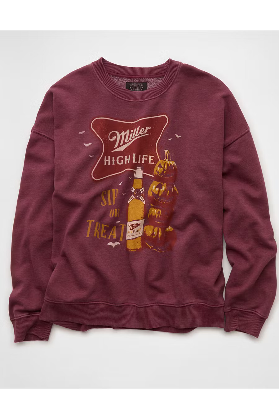 AE Halloween Graphic Sweatshirt Women's Wineberry S | American Eagle Outfitters (US & CA)