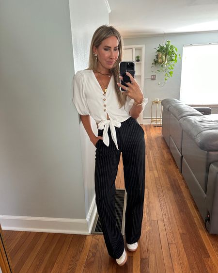 Did you hear? Pinstripes are back! I’m loving these new pants from @express. I’m wearing a 2R, which still gives me enough length for a 2 inch heel. If you like the material to touch the floor and cover the heel, then opt for the long length. I’m contemplating buying a second pair🤪



#LTKstyletip #LTKworkwear #LTKunder100