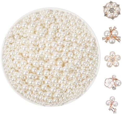 1200pcs 4 Sizes Small ABS Pearl Ivory （No Hole） Elegant Luster, Mini Small Pearls for Crafts,... | Amazon (US)