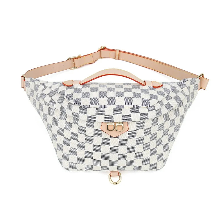 RICHPORTS Checkered Tote Waist Pocket Shoulder Bag with inner pouch - PU Vegan Leather - Walmart.... | Walmart (US)