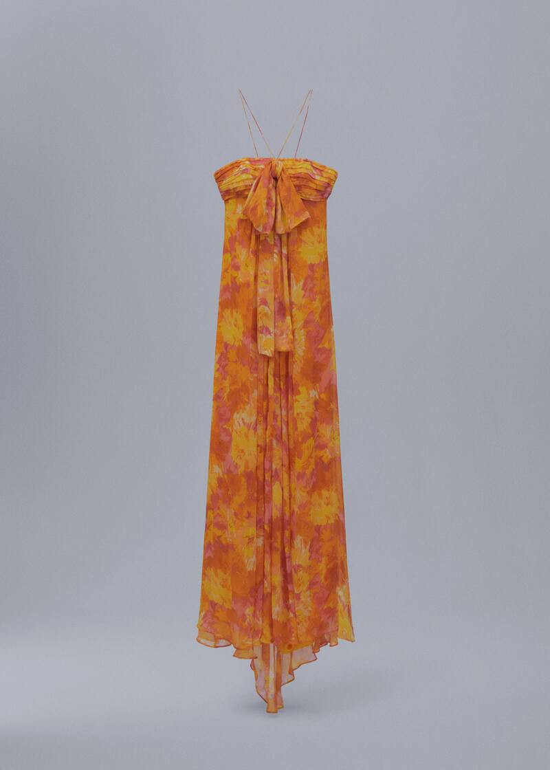 Vestito plissettato scollo fiocco -  Donna | Mango Italia | Mango IT