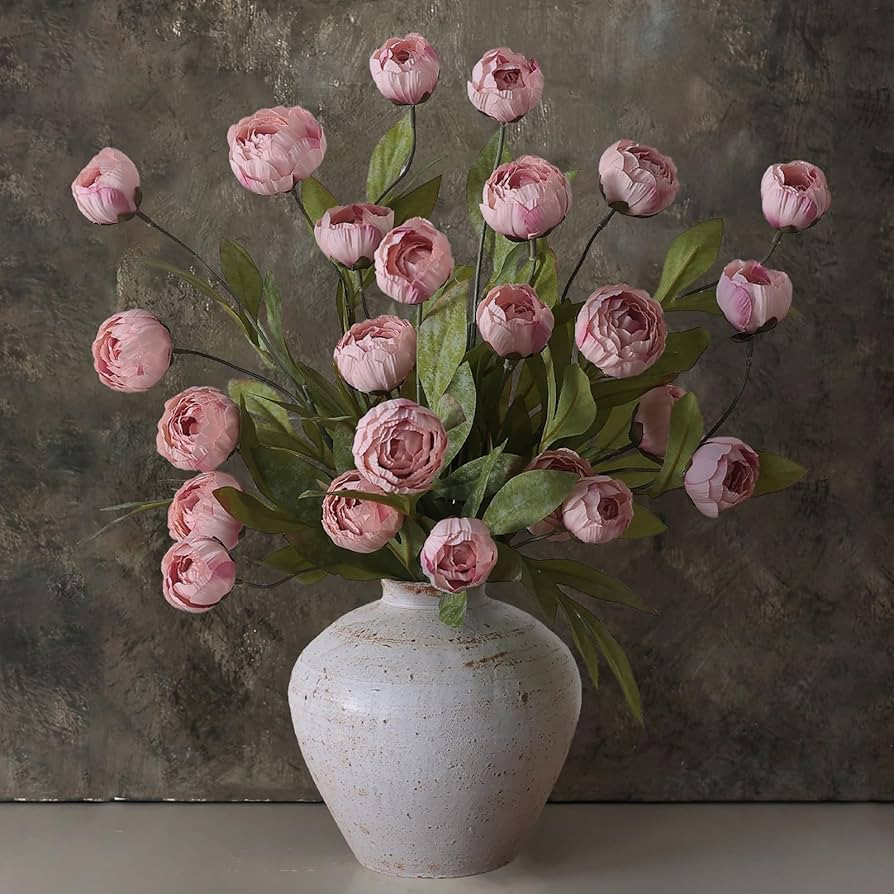 VIERENA 12 Pcs Faux Silk Peony Artificial Flowers for Vase -27", Bulk Fake Peonies Branches with ... | Amazon (US)