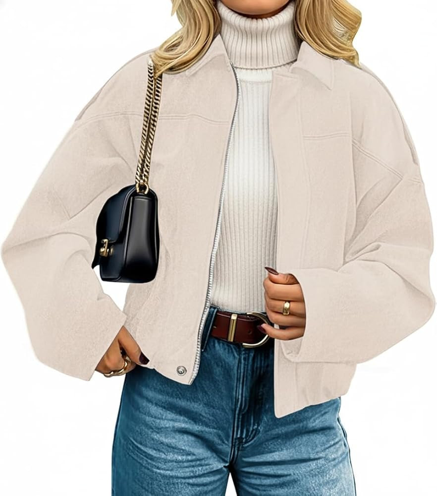 Womens Faux Suede Jackets Fall Fashion Outfits Coat Winter Clothes Open Front Cropped Jacket | Amazon (US)