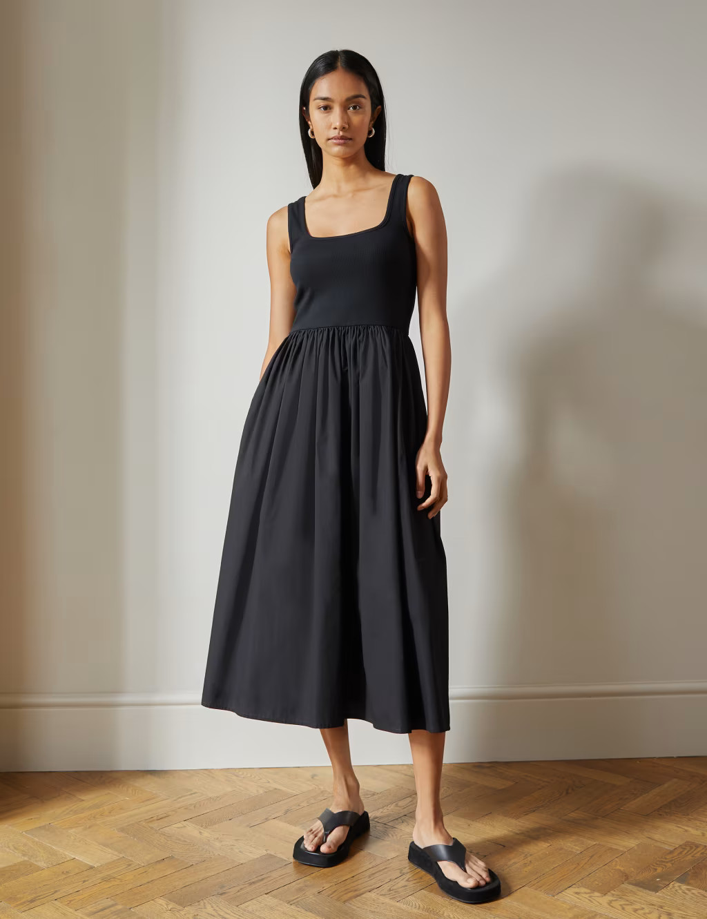 Organic Cotton Square Neck Midaxi Dress | Marks & Spencer (UK)