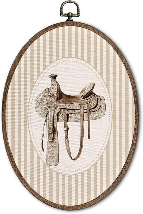 FLAWAFLOMA Vintage Western Nursery Oval Wall Art Decor, Kids Room Canvas Wall Art Framed, Retro S... | Amazon (US)