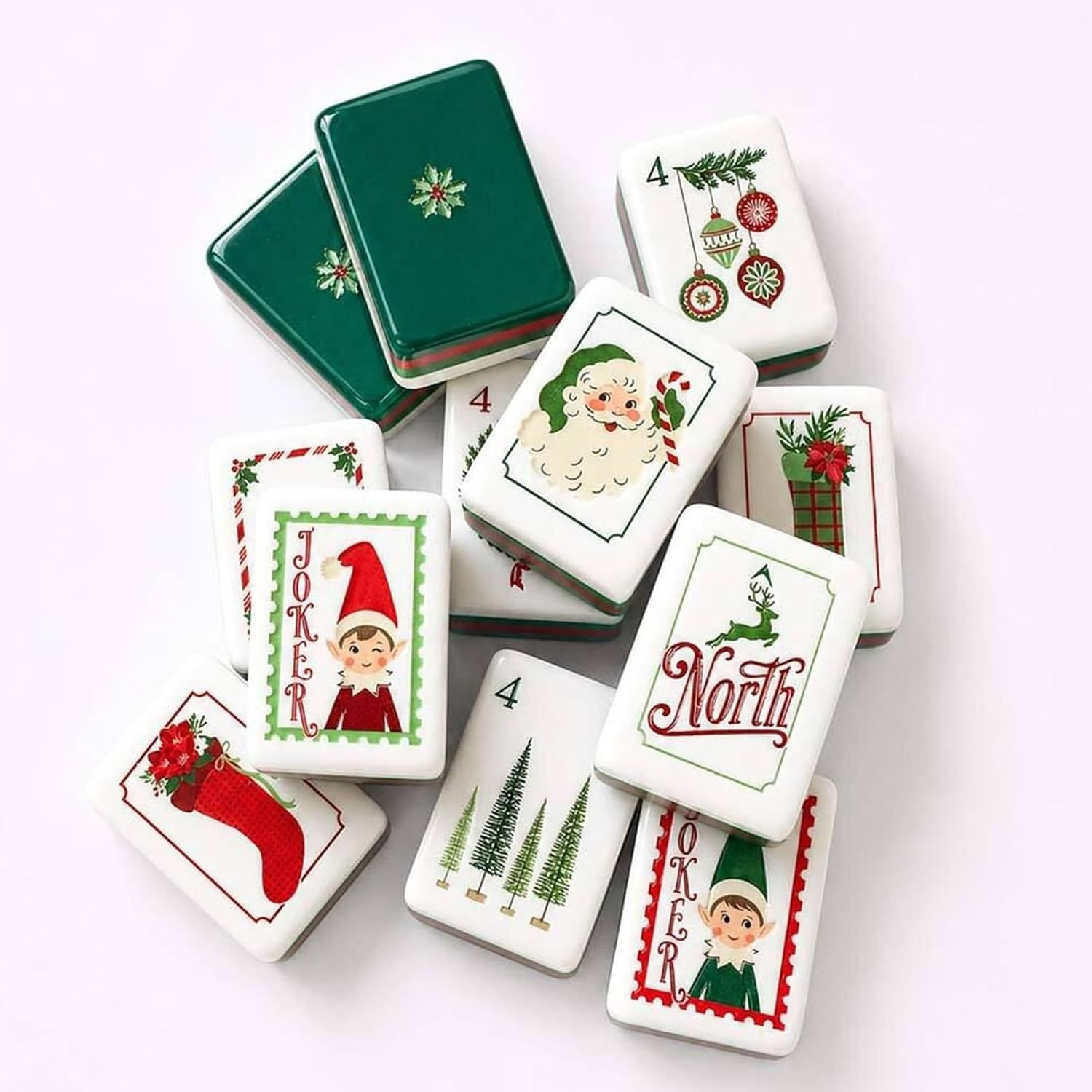 Christmas-Themed Mahjong Set (160 Tiles), 1.2 X 0.87 Inches | Amazon (US)