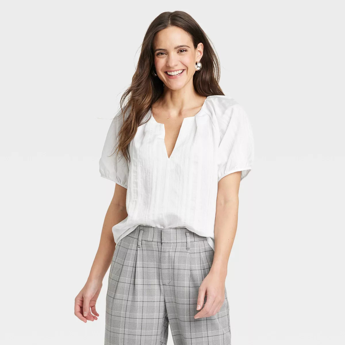 Women's Elbow Sleeve V-Neck Top - A New Day™ | Target