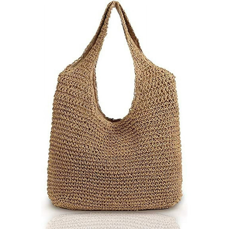 Zendure Hand-woven Soft Large Straw Shoulder Bag Boho Straw Handle Tote Retro Summer Beach Bag Ra... | Walmart (US)