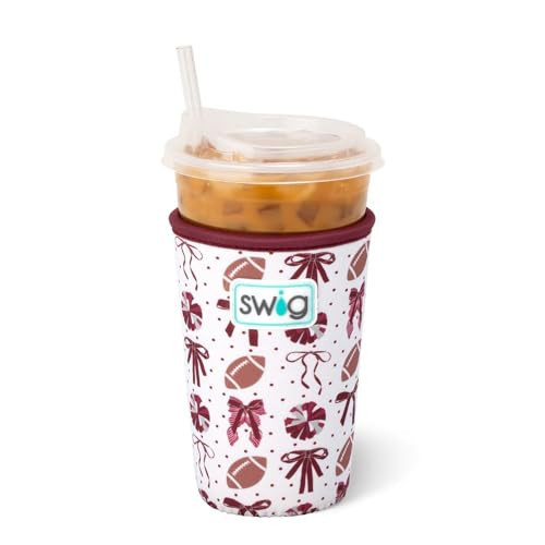 Swig Life Medium Iced Cup Coolie, Standard 22oz Iced Coffee Cup Insulator Sleeve with Handle, Neoprene Insulated Coolie Keeps Drinks Cold (We've Got Spirit Maroon) | Amazon (US)