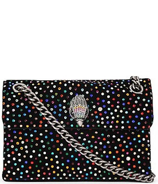 Kurt Geiger London Kensington Mini Velvet Multi-Color Rhinestone Crossbody Bag - Black | Dillard's