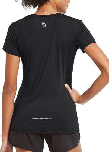 baleaf Women's Short Sleeve Running Workout Shirts Athletic Tops Lightweight Quick Dry Training Yoga Crewneck Black M | Amazon (US)