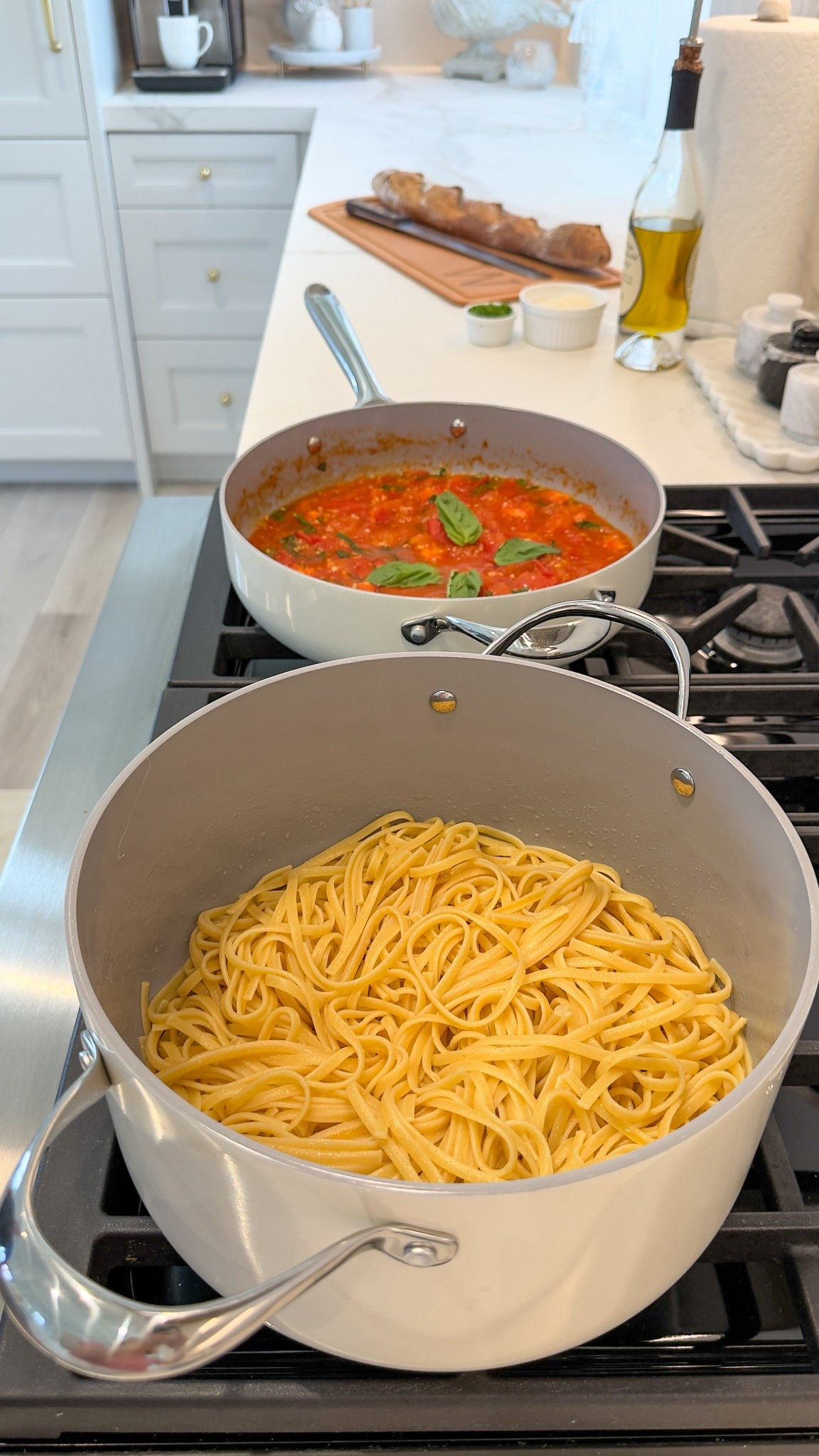 Loving our new cookware from @quince. The 7 piece set is nonstick, non-toxic, heats evenly, and makes cleanup so easy. ✨🤍

#quincepartner 

#LTKHome #LTKfoodie