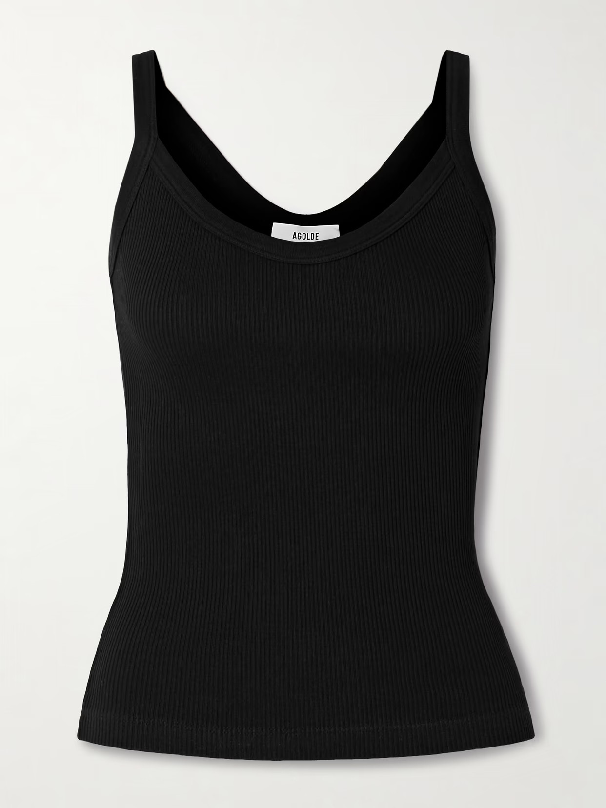 AGOLDE - Jordan Ribbed Stretch-organic Cotton And Tencel Lyocell-blend Tank - Black | NET-A-PORTER (US)