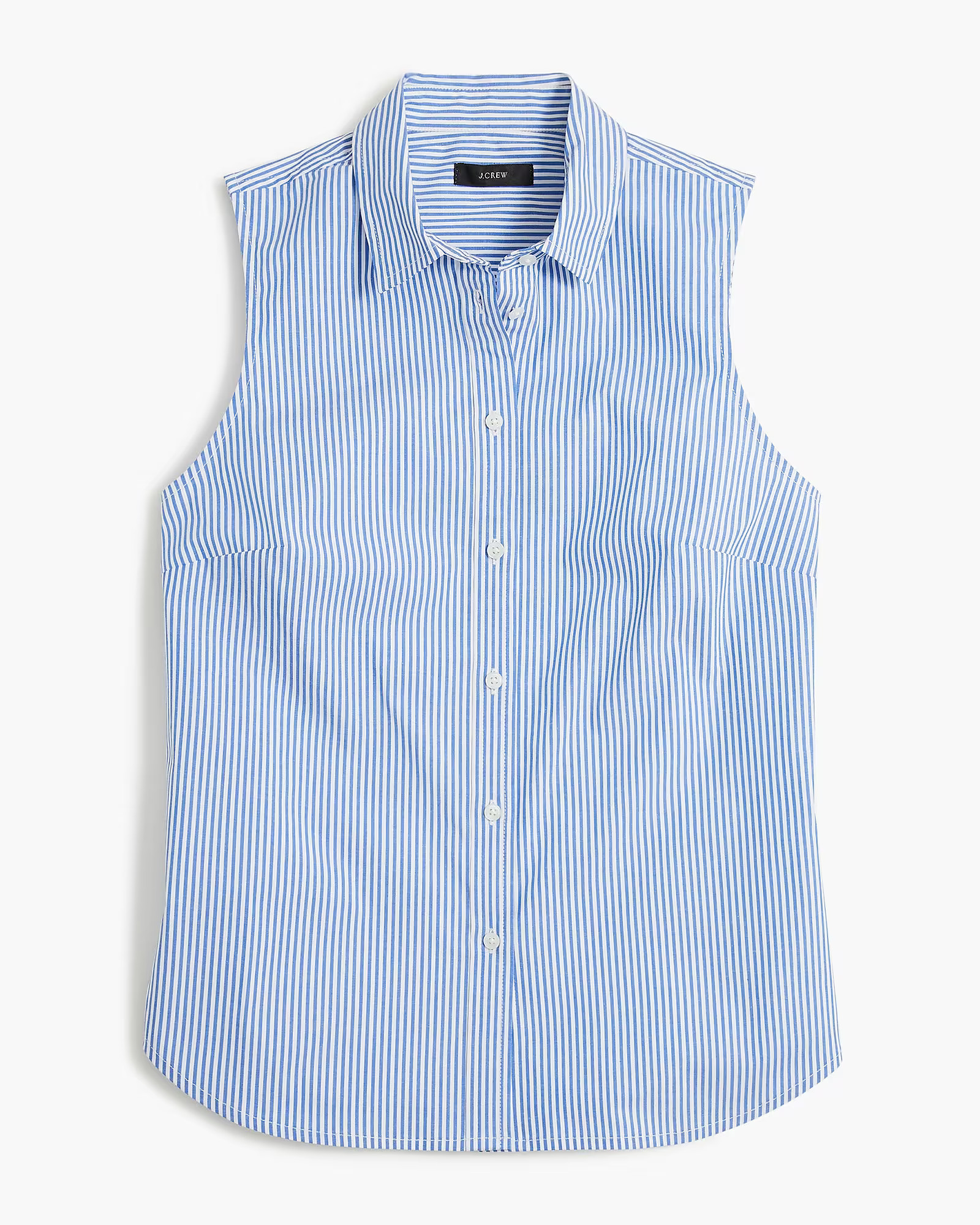 Sleeveless signature fit shirt in banker stripe | J.Crew Factory