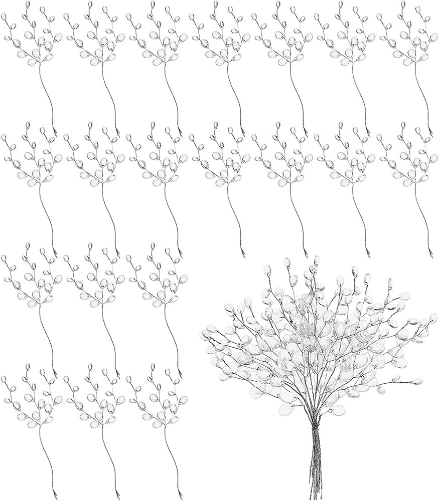 LULUQUEEN 20 Stems Artificial Flowers Crystal Acrylic Ornament Artificial Bouquets Acrylic Bead D... | Amazon (US)