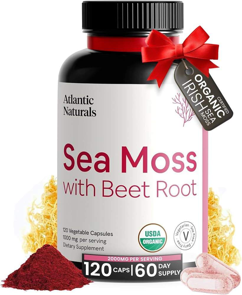 Atlantic Naturals Sea Moss with Beet Root Capsules - Premium Quality Sea Moss Supplement - Sea Moss Superfood to Support Immune Health, Blood Flow, Joint Health & Athletic Performance - 120 ct | Amazon (US)