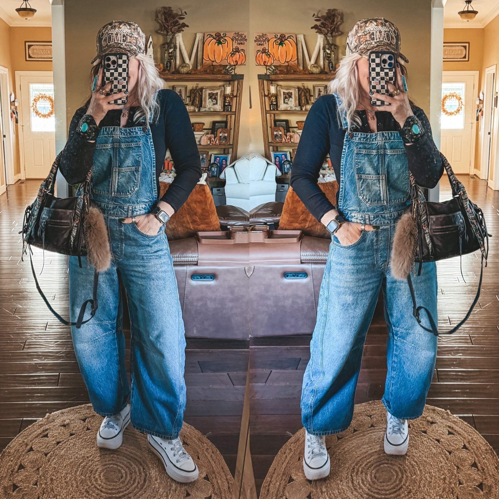 My Outfit of the Day 🖤
Overalls - M
Henley - M
Converse - I size down 
Mama necklace, cuff bracelet, & turquoise ring save with code MANDIE20MAULDIN 