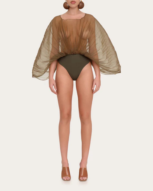 Sombra Pleated Organza Bodysuit | Olivela