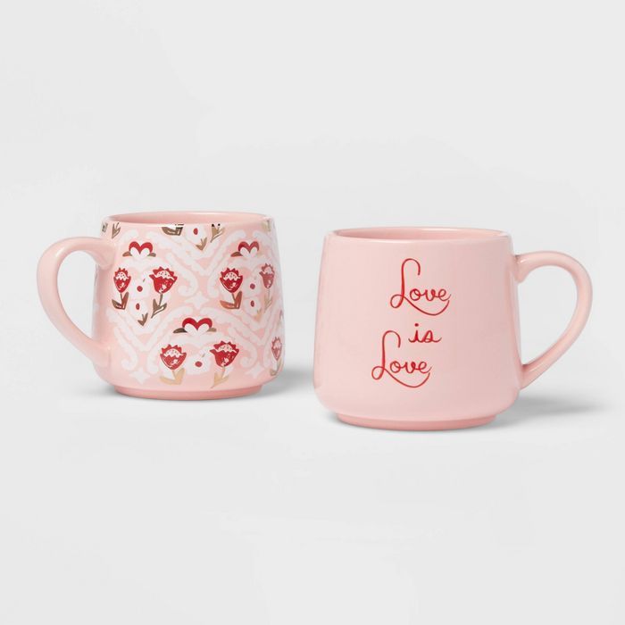 15oz 2pk Stoneware Love Is Love Mug Set - Threshold™ | Target