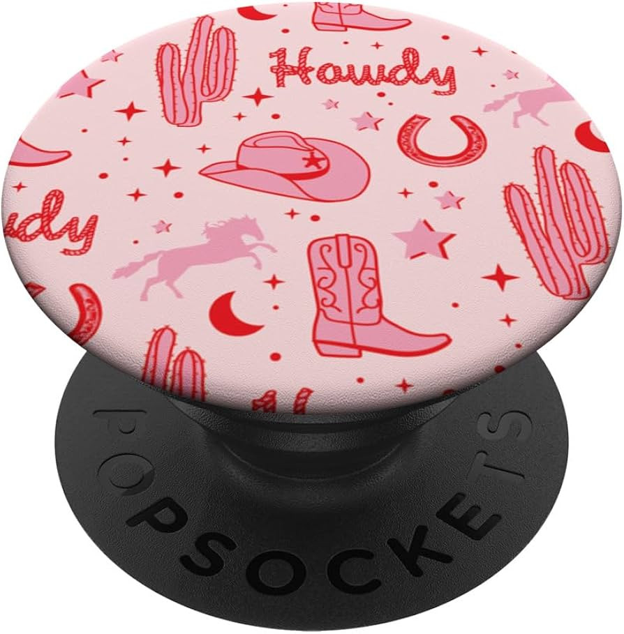 Pastel Cowboy Hat and Boot Pattern Pink Cowgirl Aesthetic PopSockets Adhesive PopGrip | Amazon (UK)