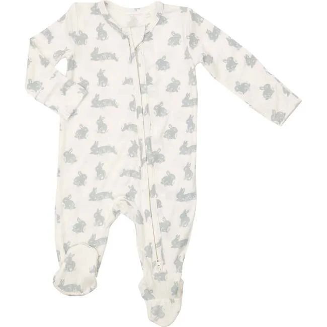 Grey Bunnies 2-Way Zipper Footie | Maisonette