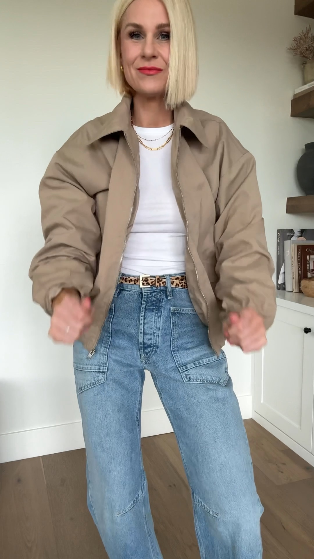 It’s EXTREMELY rare that I buy the same thing in multiple colors, but these jeans are the exception! 12/10 SO GOOD! Be sure and size down.⬇️
T shirt & jacket fit tts, sneakers have almost sold out, but linked similar 

#LTKgrwm #LTKdayinmylife #LTKmomlife