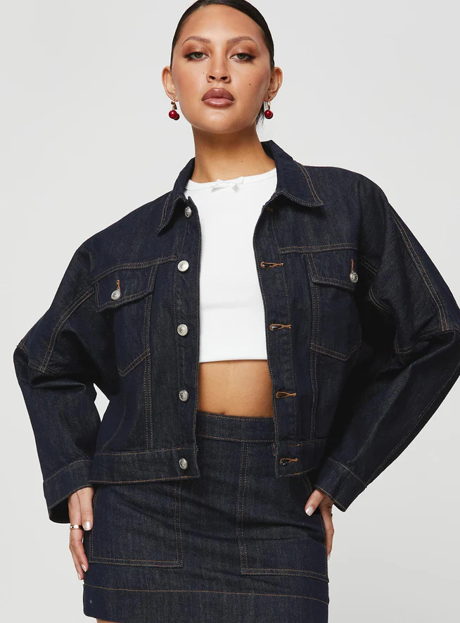 Hughes Jacket Dark Wash Denim | Princess Polly US