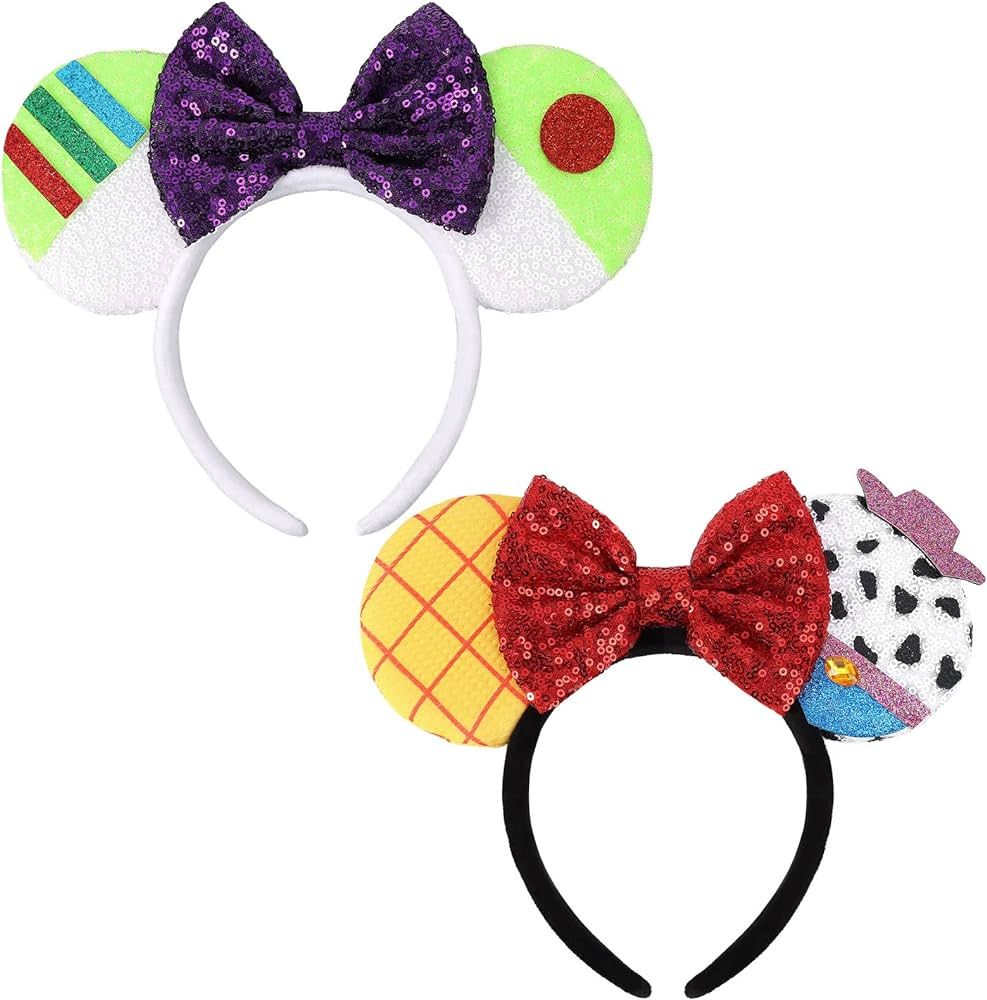 ETLUK Mouse Ears Headbands, 2 PCS Mouse Ears Sequin Bow Headbands for Women Boys and Girls, Cospl... | Amazon (US)