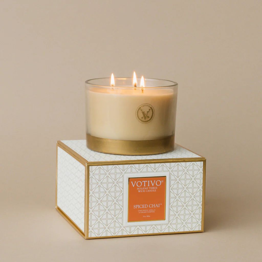 Holiday 3 Wick Candle-Spiced Chai | Votivo