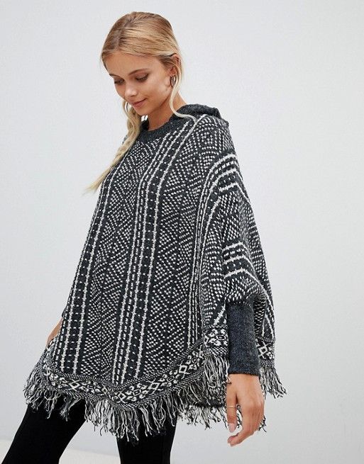 QED London Roll Neck Poncho Sweater | ASOS US