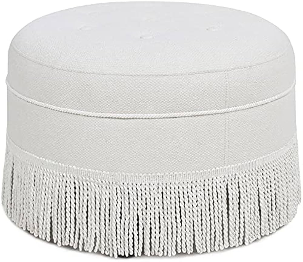 Jennifer Taylor Home Yolanda Upholstered Round Accent Ottoman, Alabaster Off White Tweed | Amazon (US)
