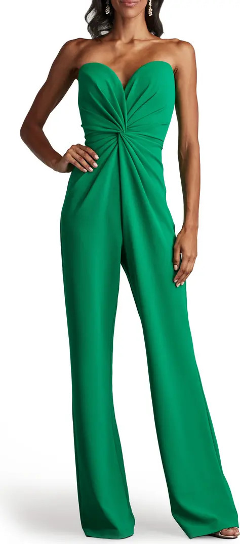 Tadashi Shoji Strapless Front Twist Crepe Jumpsuit | Nordstrom | Nordstrom
