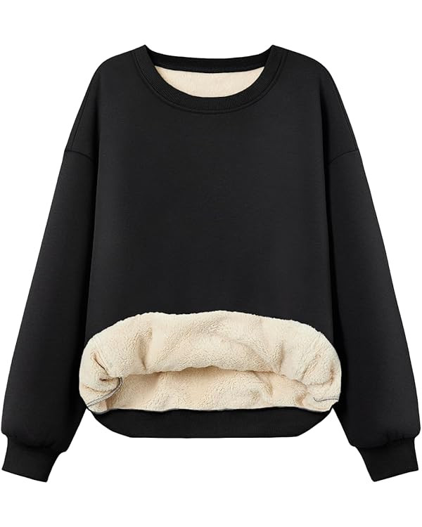 Trendy Queen Women's Winter Fleece Sherpa Lined Sweatshirt Crewneck Long Sleeve Pullover Hoodies ... | Amazon (US)